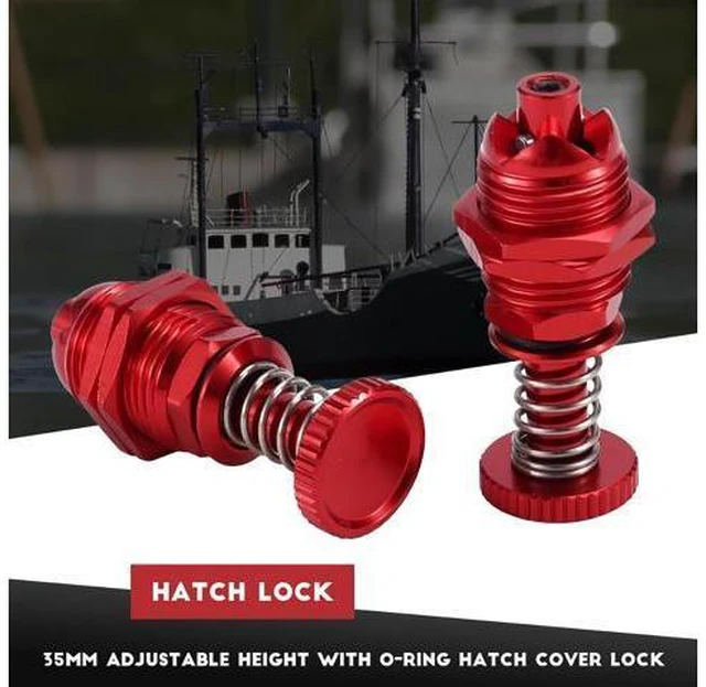 Alt view image 2 of 7 - 2Pcs 35mm Height Push Butto Hatch Cabin Spring Cover Lock for RC Boat Ship Body Shell Spare Parts Red