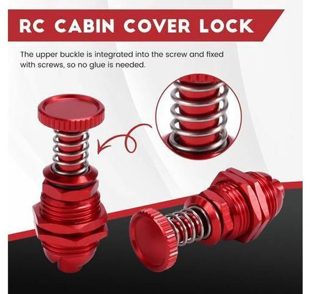 Alt view image 3 of 7 - 2Pcs 35mm Height Push Butto Hatch Cabin Spring Cover Lock for RC Boat Ship Body Shell Spare Parts Red