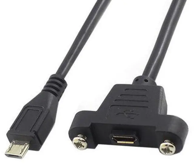 Main image of Micro USB 5Pin Male to Female Extension Panel Mount Type Cable with Screws 50cmPanel Mount Type