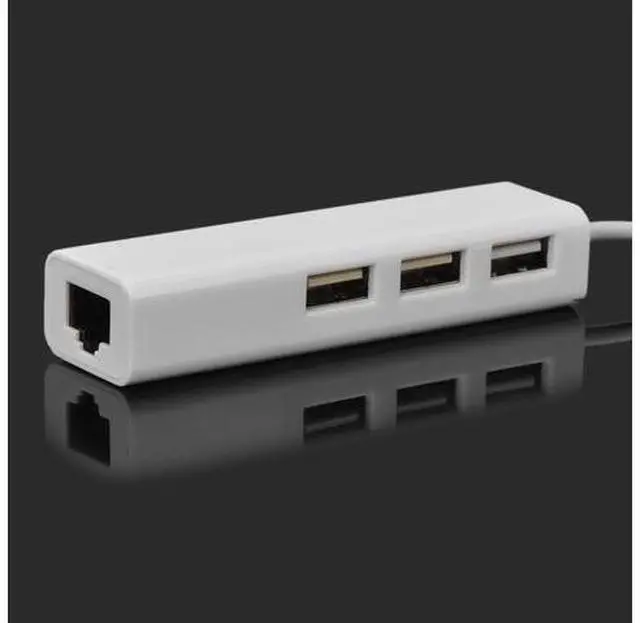 Alt view image 2 of 3 - RJ45 USB 2.0 Network Lan Card Ethernet adapter W/ 3 Ports USB - White/RJ45 USB 2.0 Network Lan Card Ethernet adapter W/ 3 Ports USB - White
