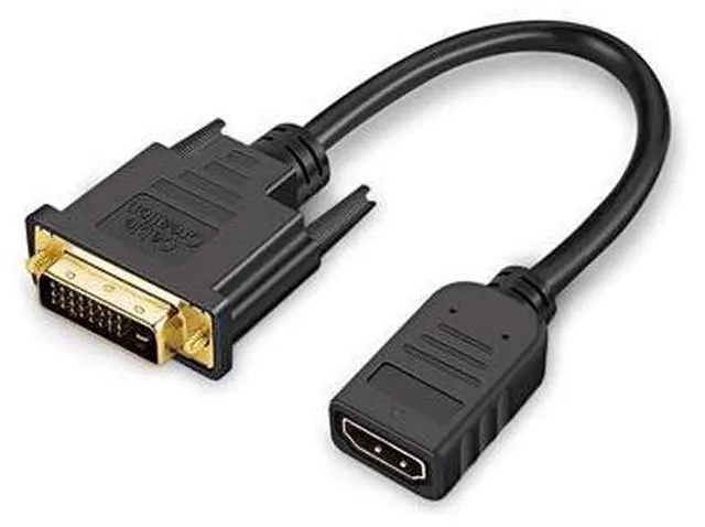 Main image of HDMI to DVI Cable, 0.15 m Bi-Directional HDMI Female to DVI (24+1) Male Adapter Cable, HDMI DVI Conveter, Support 1080P, 3D, Gold-Plated, 0.5 Ft/Black