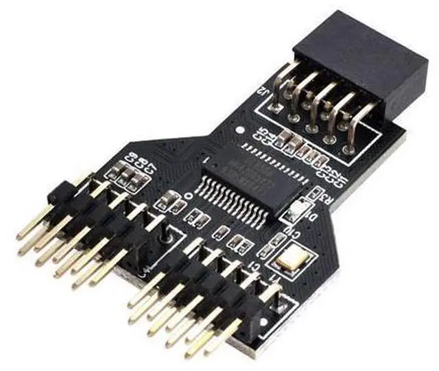 Main image of Motherboard 9pin USB 2.0 Header 1 to 2 Female Extension HUB Connector Adapter Port Multilier