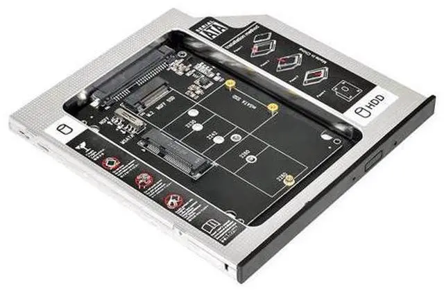 Alt view image 2 of 5 - MSATA NGFF B/M-Key SSD to Slimline SATA 13Pin Caddy Case for 9.5mm Universal Laptop CD/DVD-ROM Bay