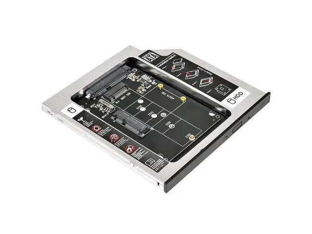 Alt view image 4 of 5 - MSATA NGFF B/M-Key SSD to Slimline SATA 13Pin Caddy Case for 9.5mm Universal Laptop CD/DVD-ROM Bay