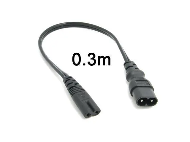 Alt view image 2 of 3 - IEC 60320 C8 Plug to C7 Receptacle Male to Female Extension Power Supply Main Adapter Cable 30cm