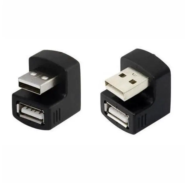 Main image of 1 Set Up & Down Angled USB 2.0 Adapter A Male to Female Extension 180 Degree Black