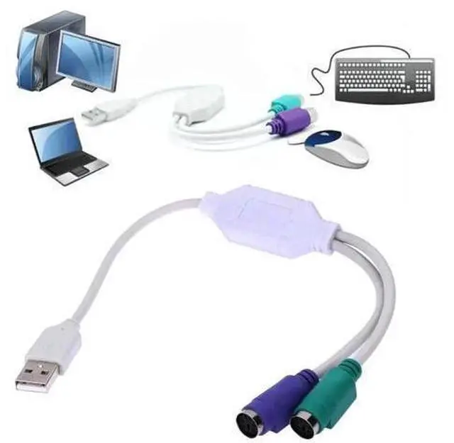Alt view image 5 of 6 - USB to PS2 Mouse Keyboard Converter U-port to Round Port Cable Line Adapter