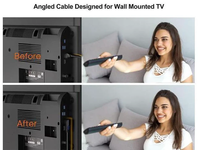 Alt view image 5 of 6 - 3ft 4K HDMI Cable - Right Angle 90 Degree, Male to Male Cable for Ultra HD 4K@60Hz, 3D Video - 2-Year Warranty