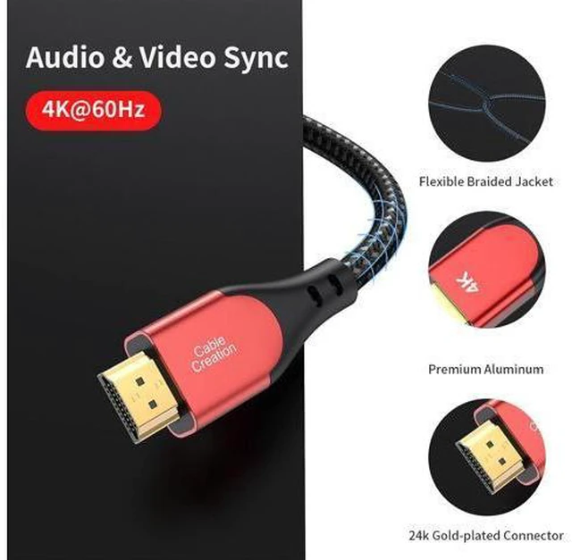 Alt view image 2 of 7 - HDMI Cable 4K@60Hz, 6ft Highly-Speed 18Gbps, 4K HDR, 3D, Grey Male to Male Braided HDMI Cord for TV, Monitor, Xbox One, PS4 and More