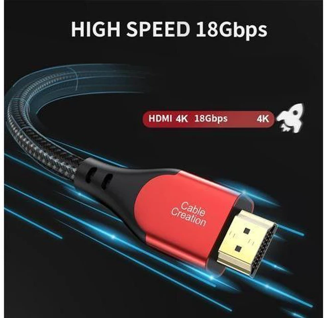 Alt view image 3 of 7 - HDMI Cable 4K@60Hz, 6ft Highly-Speed 18Gbps, 4K HDR, 3D, Grey Male to Male Braided HDMI Cord for TV, Monitor, Xbox One, PS4 and More