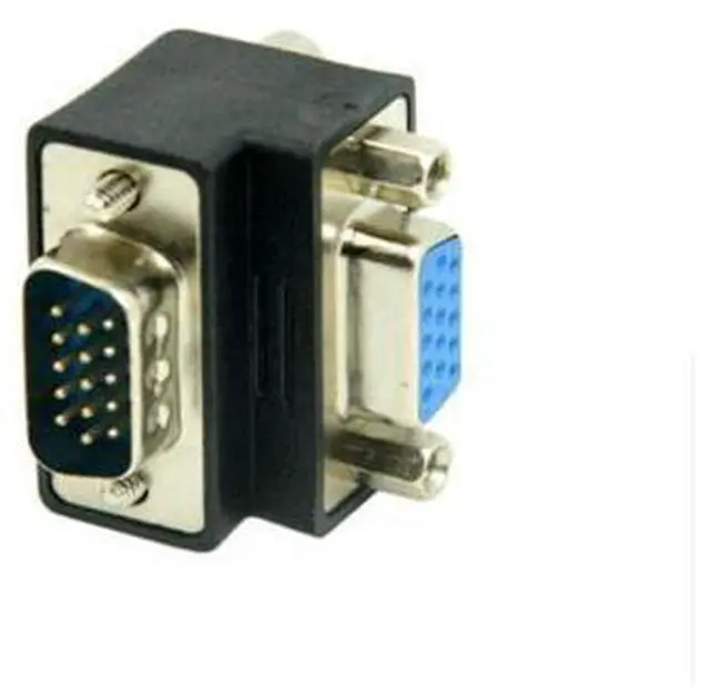 Main image of 10pcs/Lot 90 Degree Down Right Angled VGA SVGA Male To VGA 15Pin Female Monitor converter Adapter for PC Laptop TV