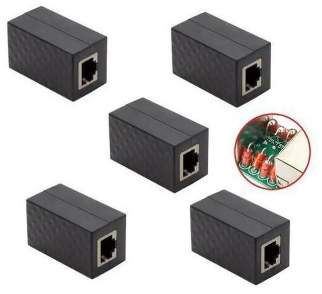 Main image of 5pcs/lot RJ45 UTP STP CAT6 CAT5e Female to Female Network Lan Adapter Extender with Lightning Protection & Shield Black