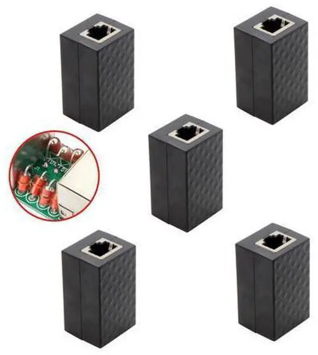 Alt view image 3 of 3 - 5pcs/lot RJ45 UTP STP CAT6 CAT5e Female to Female Network Lan Adapter Extender with Lightning Protection & Shield Black