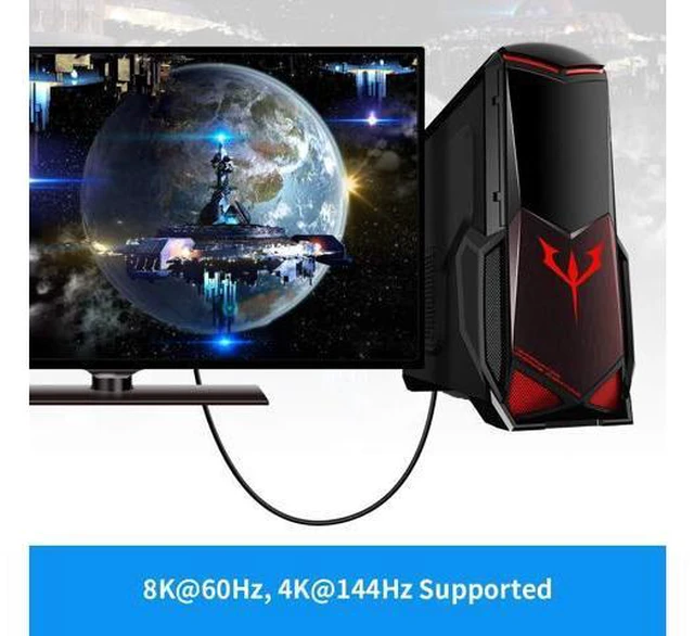 Alt view image 2 of 7 - Right Angle Displayport 1.4 Cable Left Angled Displayport Cable, B 90-Degree Angled Displayport Cable V1.4 6FT/1.8M up to 8K/60Hz, 4K/144Hz Supported