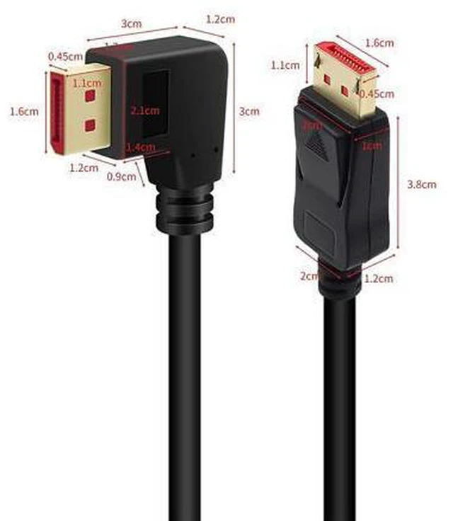 Alt view image 7 of 7 - Right Angle Displayport 1.4 Cable Left Angled Displayport Cable, B 90-Degree Angled Displayport Cable V1.4 6FT/1.8M up to 8K/60Hz, 4K/144Hz Supported