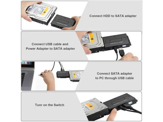 Alt view image 3 of 7 - USB to SATA IDE HDD Adapter - USB 3.0 Cable to 2.5" 3.5" SATA IDE Hard Drive Converter for Windows 10/8/ 7/XP, Mac, Internal to External Laptop SSD Reader Kit, File Data Transfer Conversion Cord