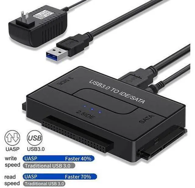 Alt view image 7 of 7 - USB to SATA IDE HDD Adapter - USB 3.0 Cable to 2.5" 3.5" SATA IDE Hard Drive Converter for Windows 10/8/ 7/XP, Mac, Internal to External Laptop SSD Reader Kit, File Data Transfer Conversion Cord