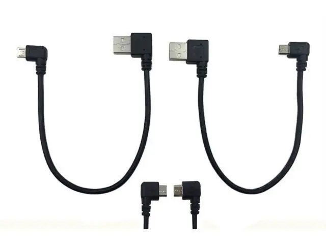 Main image of 9Inch Micro USB Cable Combo Left & Right Angle Micro USB 5 Pin Male to USB 2.0 Type A Right Angle Male Data Sync and Charge Cable (Black)(2-Pack) R
