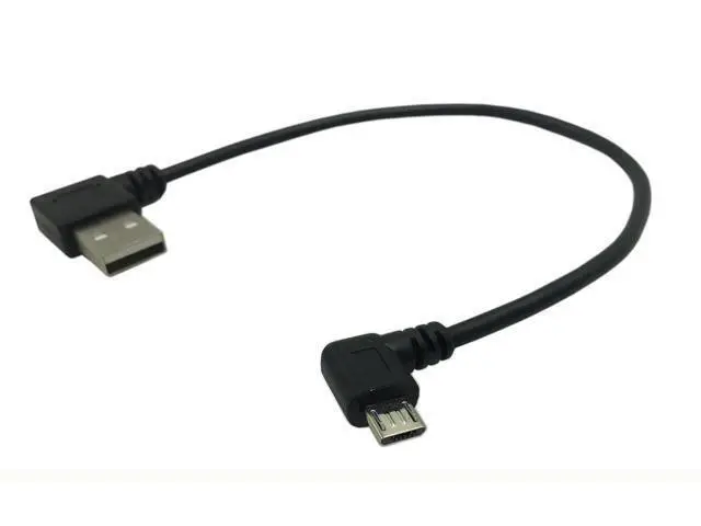Alt view image 2 of 7 - 9Inch Micro USB Cable Combo Left & Right Angle Micro USB 5 Pin Male to USB 2.0 Type A Right Angle Male Data Sync and Charge Cable (Black)(2-Pack) R