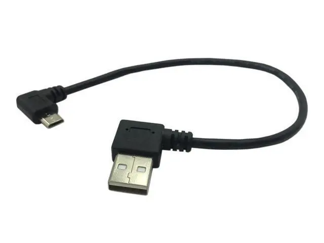 Alt view image 3 of 7 - 9Inch Micro USB Cable Combo Left & Right Angle Micro USB 5 Pin Male to USB 2.0 Type A Right Angle Male Data Sync and Charge Cable (Black)(2-Pack) R