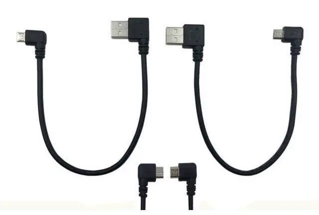 Alt view image 7 of 7 - 9Inch Micro USB Cable Combo Left & Right Angle Micro USB 5 Pin Male to USB 2.0 Type A Right Angle Male Data Sync and Charge Cable (Black)(2-Pack) R
