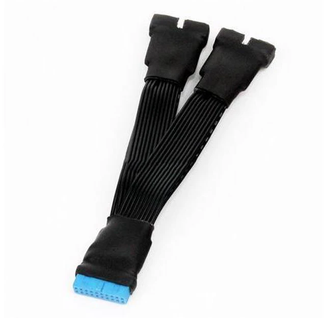 Alt view image 4 of 5 - 12cm 19-pin to USB 3.0 20-pin 1 to 2 Power Splitter Cable 18AWG for Motherboard