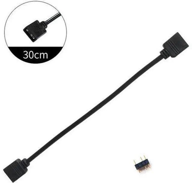 Alt view image 3 of 6 - 5 Pack 5V 3-Pin RGB Female to Female RBW LED Strip Extension Cable w/ Gender Changer Adapter - 1 Foot
