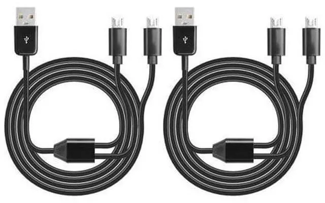 Main image of Micro USB Multi Charging Cable, 3FT USB 2.0 Type A Male to 2 Micro USB Male Splitter Y Data Charge Connector Adapter Cable (Black) 2Pack