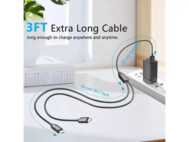 Alt view image 4 of 7 - Micro USB Multi Charging Cable, 3FT USB 2.0 Type A Male to 2 Micro USB Male Splitter Y Data Charge Connector Adapter Cable (Black) 2Pack
