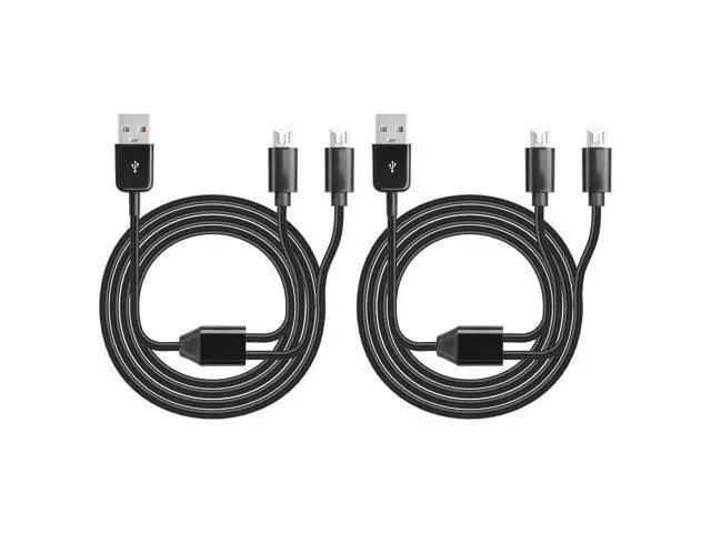 Alt view image 7 of 7 - Micro USB Multi Charging Cable, 3FT USB 2.0 Type A Male to 2 Micro USB Male Splitter Y Data Charge Connector Adapter Cable (Black) 2Pack
