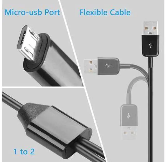Alt view image 5 of 7 - Micro USB Multi Charging Cable, 3FT USB 2.0 Type A Male to 2 Micro USB Male Splitter Y Data Charge Connector Adapter Cable (Black) 2Pack