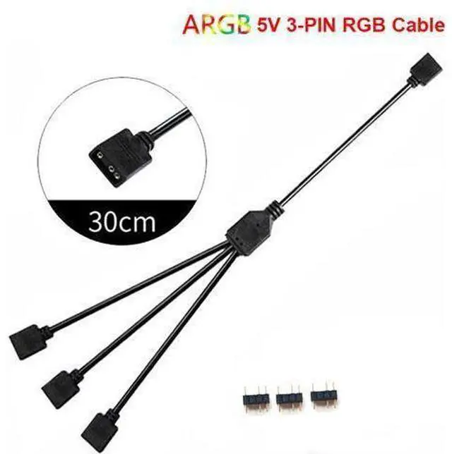 Main image of Tiss 2 Pack 5V 3-Pin RGB 3-Way Female to x Female RBW LED Strip Splitter Cable,3 Port AURA RGB Lighting Hub w/ Gender Changer Adapter - 1 Foot