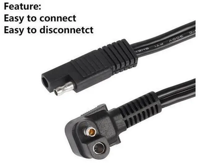Alt view image 2 of 7 - Right Angle Extension Cable, 0.9m 90 Degree 12AWG SAE to SAE Quick Disconnect Wire Harness for Solar Panel, Motorcycle, Cars, RV (Black)