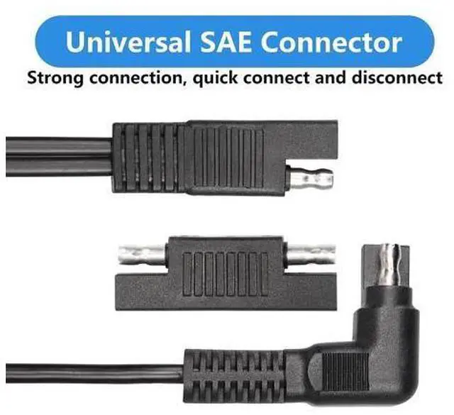 Alt view image 3 of 7 - Right Angle Extension Cable, 0.9m 90 Degree 12AWG SAE to SAE Quick Disconnect Wire Harness for Solar Panel, Motorcycle, Cars, RV (Black)