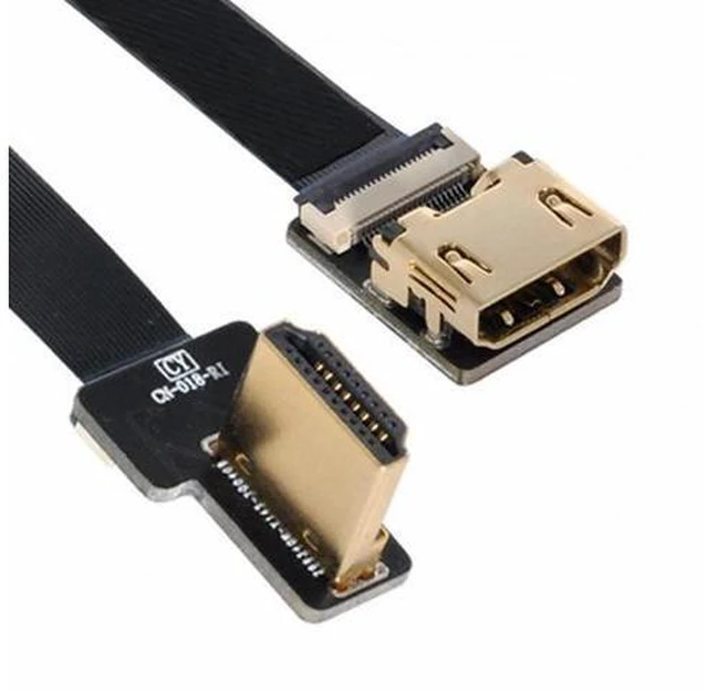 Main image of CYFPV Left Angled 90 Degree HDMI Male to Female FPC Flat Cable for HDTV Multicopter Aerial Photography (0.3M)
