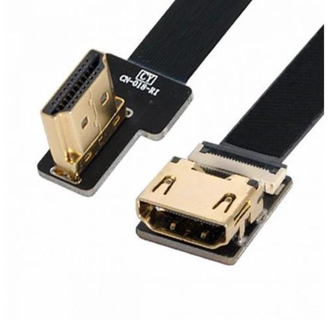 Alt view image 7 of 7 - CYFPV Left Angled 90 Degree HDMI Male to Female FPC Flat Cable for HDTV Multicopter Aerial Photography (0.3M)