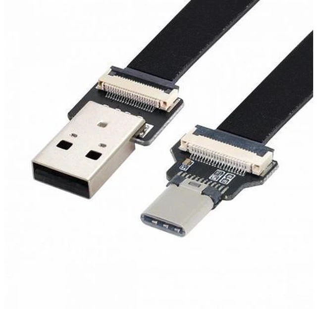 Alt view image 5 of 5 - USB 2.0 Type-A Male to USB-C Type-C Male Data Flat Slim FPC Cable for FPV Disk Phone