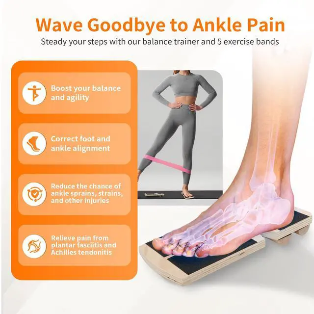 Alt view image 3 of 6 - Ankle Balance Board Foot Strengthener - Single Leg Balance Board Foot Exerciser for Sprained Ankle,Posture Corrector, Physical Therapy for Plantar Fasciitis and Toe Stretcher Board for Gym Home
