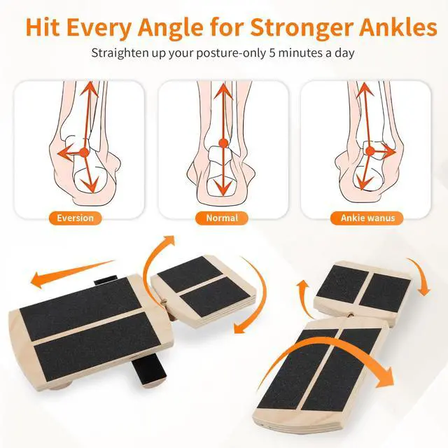 Alt view image 4 of 6 - Ankle Balance Board Foot Strengthener - Single Leg Balance Board Foot Exerciser for Sprained Ankle,Posture Corrector, Physical Therapy for Plantar Fasciitis and Toe Stretcher Board for Gym Home