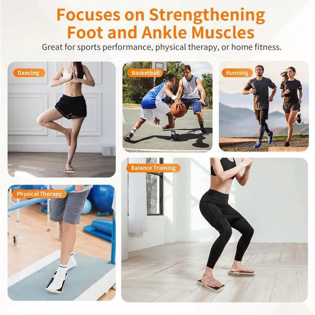 Alt view image 6 of 6 - Ankle Balance Board Foot Strengthener - Single Leg Balance Board Foot Exerciser for Sprained Ankle,Posture Corrector, Physical Therapy for Plantar Fasciitis and Toe Stretcher Board for Gym Home