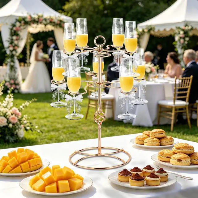 Alt view image 4 of 7 - Wine Glass Rack 2 Tier 10 Holders Wine Glass Holder Stand, Elegant Rose Gold Cocktail Tree Stand Countertop Tabletop Stemware Rack for Home and Bar Storage,Easy Assembly