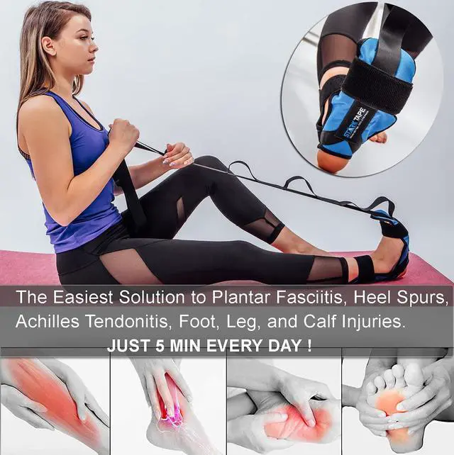 Alt view image 2 of 5 - Fitness Foot and Leg Stretcher for Plantar Fasciitis, Improve Strength, Balance Stretches and Achilles Tendonitis, Stretch Loops for Hamstring, Quad, and Calf Pain Relief (Blue)