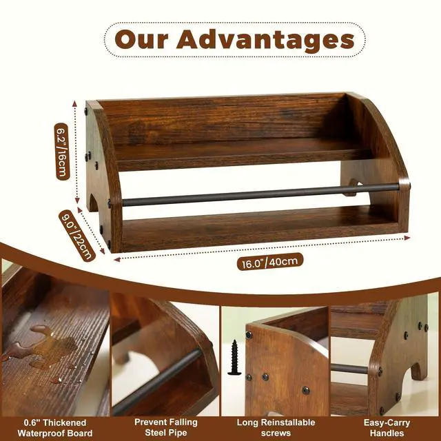 Alt view image 5 of 7 - Rustic Wooden Countertop Organizer