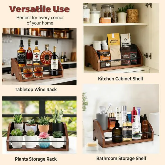 Alt view image 7 of 7 - Rustic Wooden Countertop Organizer