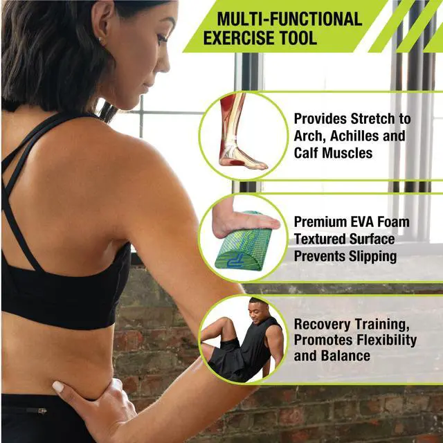 Alt view image 3 of 5 - Calf Stretcher, Calf & Achilles Tendon Flexibility, Balance & Core Exercises,Memory Foam, Textured Surface, Arch and Heel Discomfort Relief, Men and Women