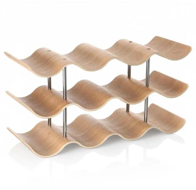 Main image of 12 Bottle Countertop Wine Rack 3 Tier Wooden Wine Storage Rack Freestanding Wines Shelf Storage Organizer for Inside Cabinet Organizer for Home Kitchen Bar