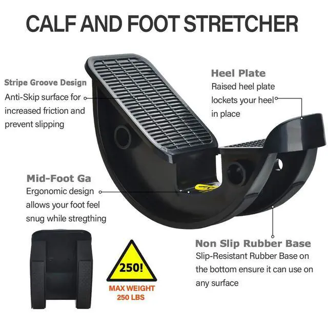 Alt view image 3 of 6 - Foot Rocker Calf Stretcher Ankle Plantar Board for Achilles Tendonitis, Muscle Stretch, Feet and Shin Splint Pain Relief - Improve Calf Flexibility, Ankle Mobility - Black