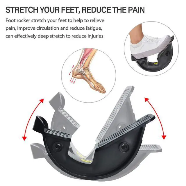 Alt view image 2 of 6 - Foot Rocker Calf Stretcher Ankle Plantar Board for Achilles Tendonitis, Muscle Stretch, Feet and Shin Splint Pain Relief - Improve Calf Flexibility, Ankle Mobility - Black