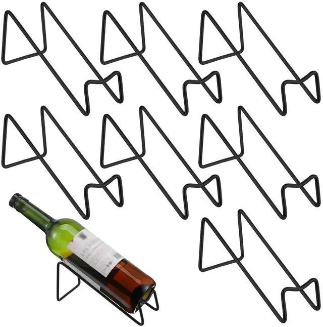 Main image of 8pcs Single Wine Bottle Rack, Metal Tabletop Wine Display Racks, Stylish-Wine Bottles Organizer, Black Simple Style Single Bottle Champagne Rack, for Home Decor, Restaurants, Bar, Kitchen, Party