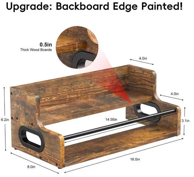 Alt view image 2 of 7 - Liquor Bottle Display Shelf, Coffee Syrup Rack Organizer, 2 Step Countertop Liquor Wine Rack, mini bar,Liquor Cabinet, Home Retro Bar Shelf Stand for Liquor Whiskey, Spirits, Brown